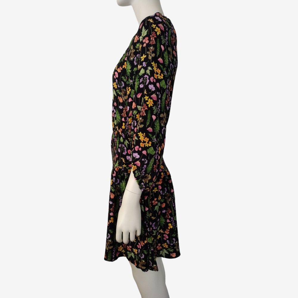 Blue Steel Multicolored Floral Balloon Sleeve Peep Hole Back Fit and Flare - Picture 5 of 11